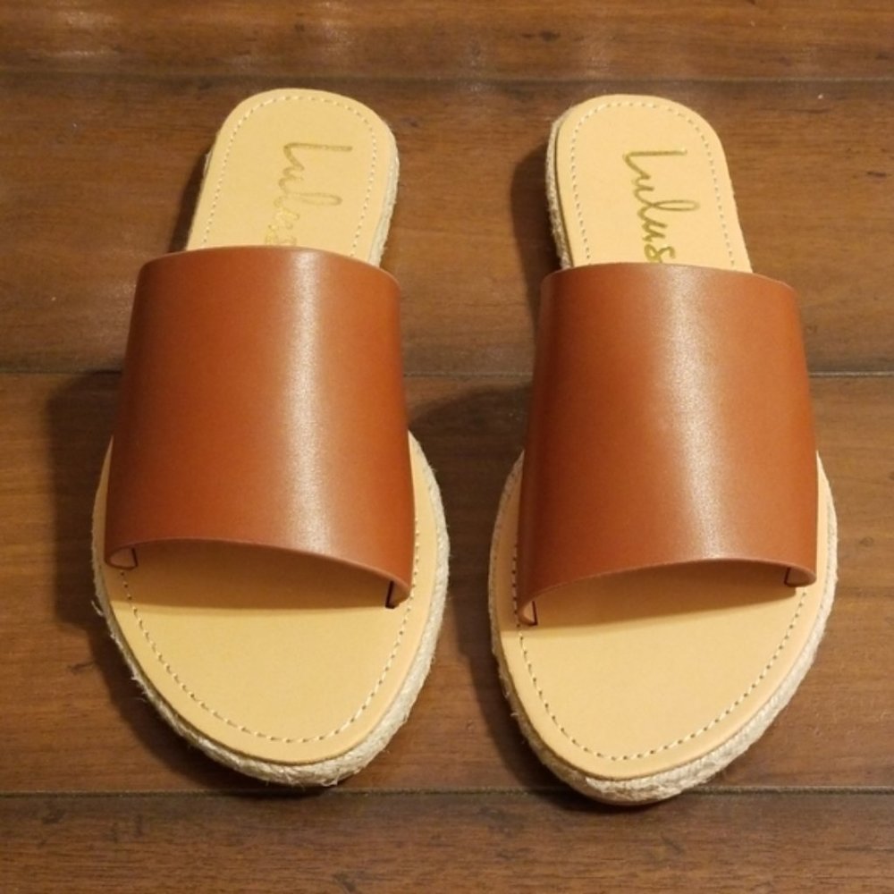 Lulus Marnie Chestnut Brown Espadrille Slide Sandals